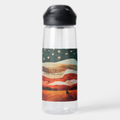 Bouteille D'eau Ajouter du texte - Cowboy Riding dans le crépuscul (Arrière)