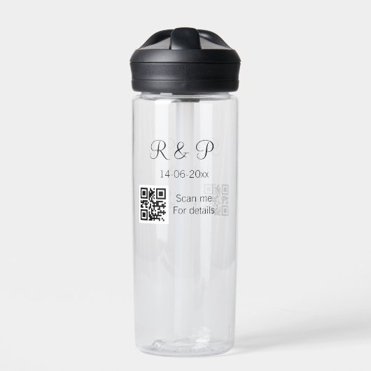 Bouteille D'eau Ajouter le nom du couple date année QR code ici ma (Extérieur)