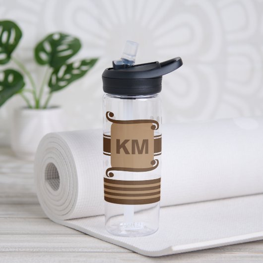 Bouteille D'eau Ajouter les initiales brun foncé et pâle avec rayu (Yoga)