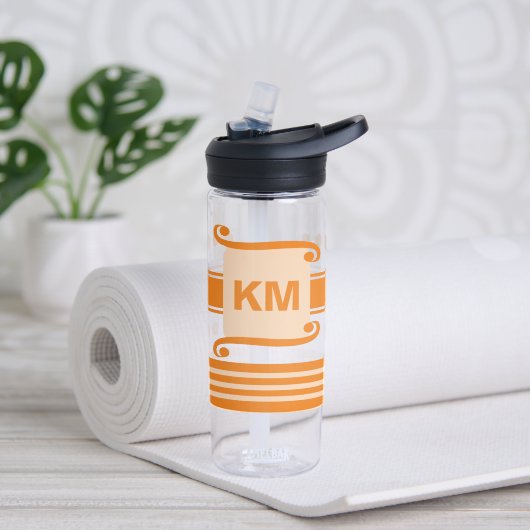 Bouteille D'eau Ajouter les initiales orange foncé et pâle avec ra (Yoga)