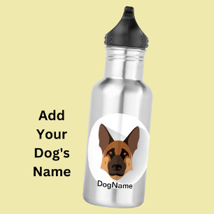 Bouteille D'eau Ajouter Nom du chien, berger allemand GSD