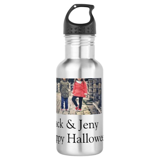 Bouteille D'eau ajouter nom photo texte Halloween enfant fille gar (Devant)