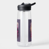 Bouteille D'eau Ajouter un nom Texte, Chouette pourpre et Fleurs r (Gauche)
