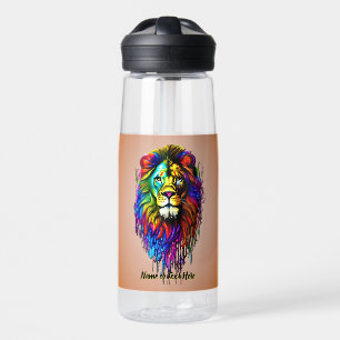 Bouteille D'eau Ajouter un nom Texte, coloré Lion de la goutte de