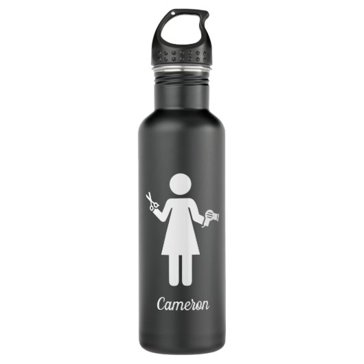 Bouteille D'eau Ajouter votre nom| Cote coiffeur (Devant)