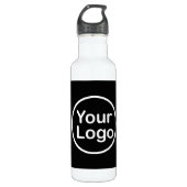 Bouteille D'eau Ajouter votre propre logo | Arrière - plan noir (Devant)