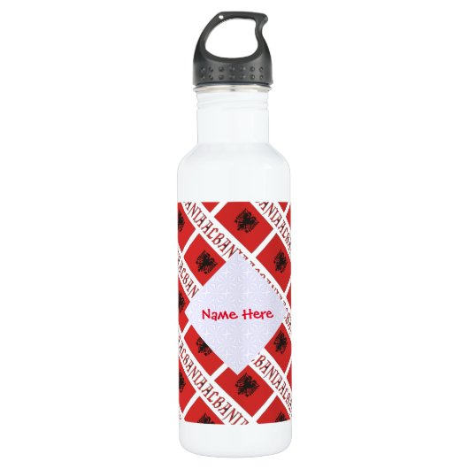Bouteille D'eau Albanie Personalisation rouge pavé albanais (Devant)