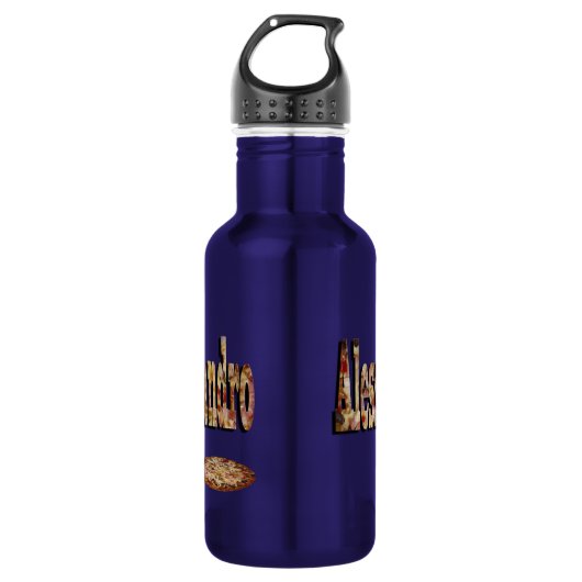 Bouteille D'eau Alessandro, Nom, Logo Fait De Pizza, (Devant)