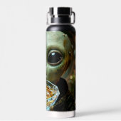 Bouteille D'eau Alien drôle mangeant des nouilles Ramen (Arrière)