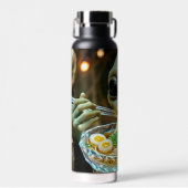 Bouteille D'eau Alien drôle mangeant des nouilles Ramen (Avant)
