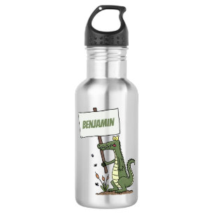 Bouteille D'eau Aligator de crocodile drôle avec dessin animé