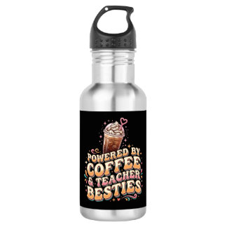 Bouteille D'eau Alimenté par le café et les meilleures amies ensei