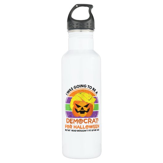 Bouteille D'eau Aller À Un Démocrate Pour Halloween Drôle Trumpkin (Devant)