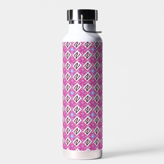 Bouteille D'eau Alphabet Géométrique Rose Chic Initiale N (Gauche)