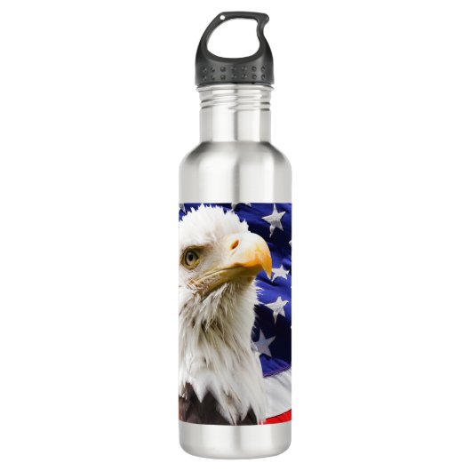 Bouteille D'eau Américain patriote Eagle et drapeau (Devant)