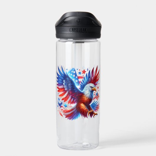 Bouteille D'eau American Eagle Patriotique Design Rouge Blanc Bleu (Arrière)