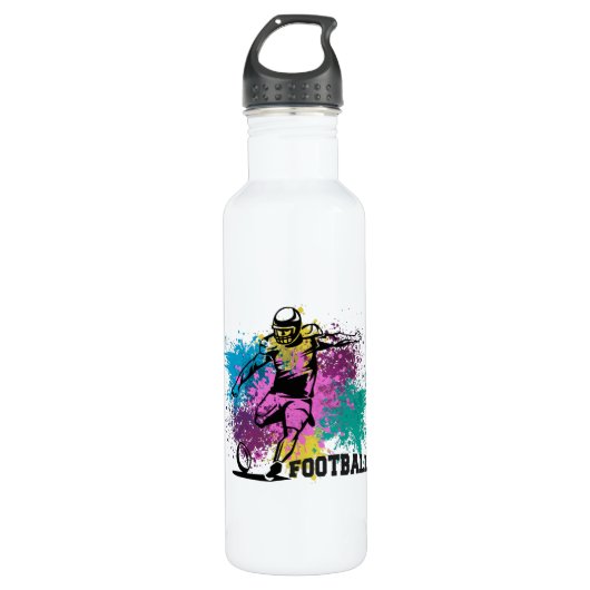 Bouteille D'eau American Football Grungy Couleurs Splashes (Devant)