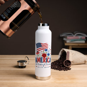 Bouteille D'eau Amérique 250 Ans de Liberté Drapeau Floral