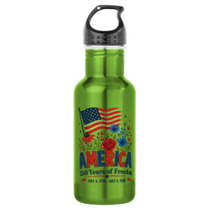 Bouteille D'eau Amérique 250 Ans de Liberté Drapeau Floral