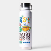Bouteille D'eau AMIS™ | Mais Premier café Vibrant Graphisme (Arrière)