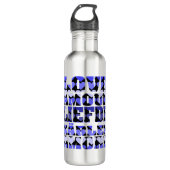 Bouteille D'eau Amour dans les langues étrangères Coeurs Bleus (Devant)