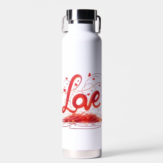 Bouteille D'eau Amour Tissé Avec Des Fils Rouges (Avant)