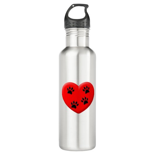 Bouteille D'eau Amoureux des chats Red Heart Et Paws (Devant)