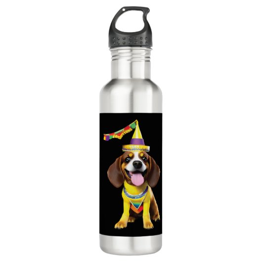 Bouteille D'eau Amoureux des chiens mardi Gras - Chien mignon (Devant)