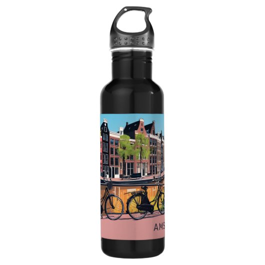 Bouteille D'eau Amsterdam de texte personnalisé (Devant)