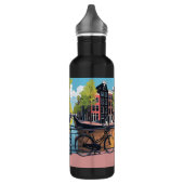 Bouteille D'eau Amsterdam de texte personnalisé (Gauche)