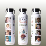 Bouteille D'eau Amusez-vous aujourd'hui 8 photo floral<br><div class="desc">Restez hydraté en style avec notre bouteille isolante Zazzle en cuivre! Décorée avec la citation inspirante "Vous aimez aujourd'hui", cette bouteille présente de belles fleurs, de charmants coeurs d'amour, et des espaces pour 8 de vos photos préférées. Parfait pour garder vos boissons chaudes ou froides pendant des heures, cette bouteille...</div>