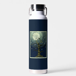 Bouteille D'eau Ancien arbre filaire Lune et étoiles