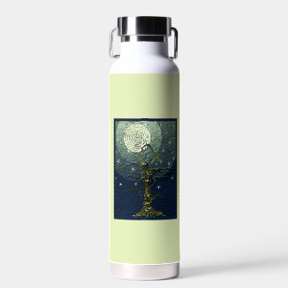 Bouteille D'eau Ancien arbre filaire Lune et étoiles Y