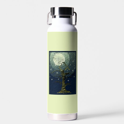 Bouteille D'eau Ancien arbre filaire Lune et étoiles Y (Avant)