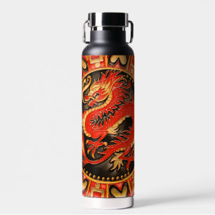 Bouteille D'eau Ancien Dragon chinois traditionnel Rouge Or Or
