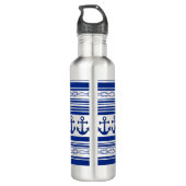 Bouteille D'eau Ancres Nautiques Cordes Et Traces (Dos)