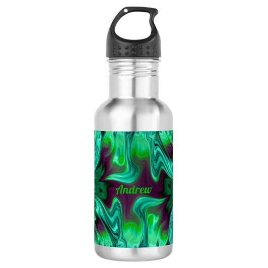 Bouteille D'eau ANDREW ~ Tons vert et pourpre ~ (Devant)