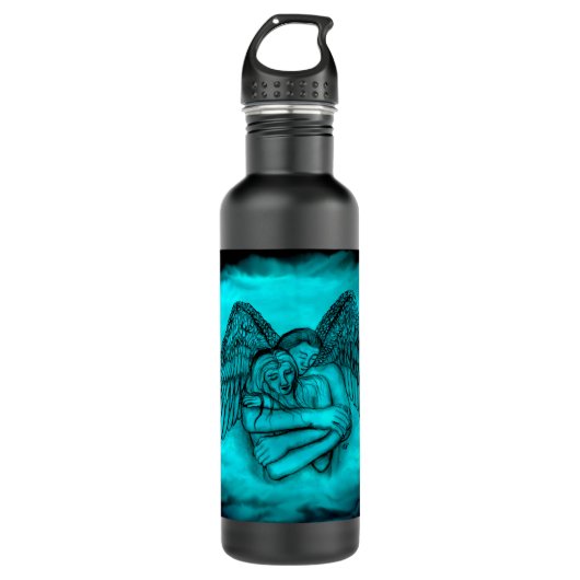 Bouteille D'eau Angel Eros en amour, design noir et vert (Devant)