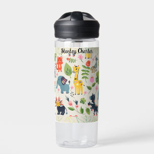 Bouteille D'eau Animal Jungle Pastel Leaf Motif personnalisé