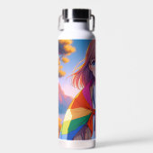 Bouteille D'eau Anime Girl avec LGBTQIA+ Cape (Avant)