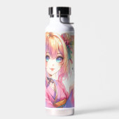 Bouteille D'eau Anime Girl tenant un papillon (Gauche)