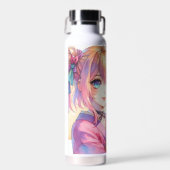 Bouteille D'eau Anime Girl tenant un papillon (Avant)