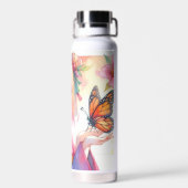 Bouteille D'eau Anime Girl tenant un papillon (Arrière)