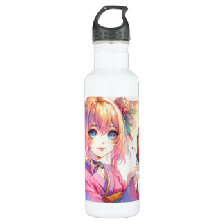 Bouteille D'eau Anime Girl tenant un papillon
