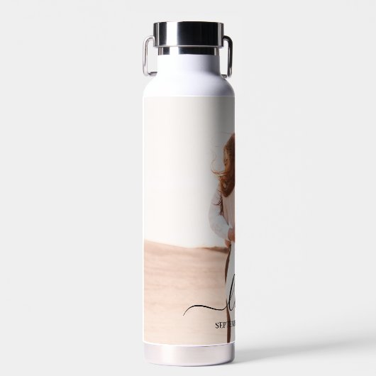 Bouteille D'eau Anniversaire du script d'amour de mémoire photo ma (Avant)