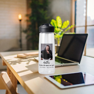 Bouteille D'eau Anniversaire noir blanc photo homme mythe légende