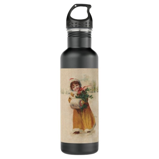 Bouteille D'eau Antique Fille de Noël Enfant d'hiver (Devant)