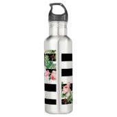 Bouteille D'eau Antique Vintage Floral & Stripes Monogramme (Dos)