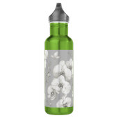 Bouteille D'eau Aquarelle blanc orchidée sur gris | (Droite)