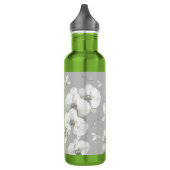 Bouteille D'eau Aquarelle blanc orchidée sur gris | (Gauche)